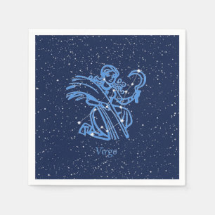 Serviette En Papier Symbole Virgo Constellation et Zodiac avec étoiles