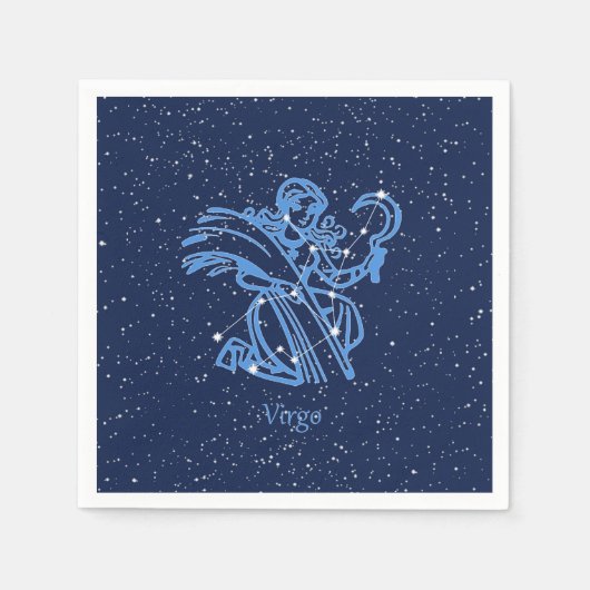 Serviette En Papier Symbole Virgo Constellation et Zodiac avec étoiles (Devant)
