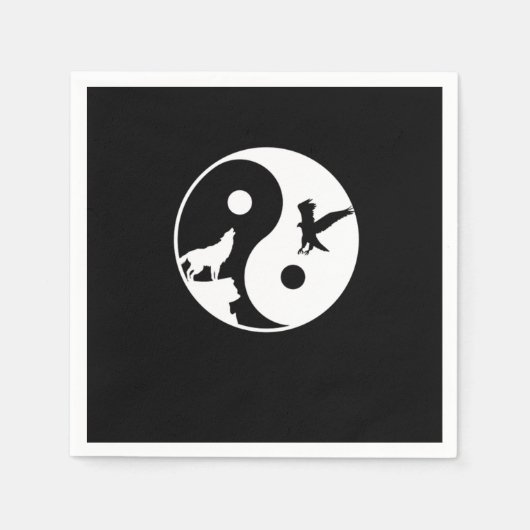 Serviette En Papier Symbole Wolf et Eagle Yin Yang Méditation de l'har (Devant)