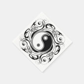 Serviette En Papier Symbole Yin et Yang Style tatouage noir et blanc (Coin)