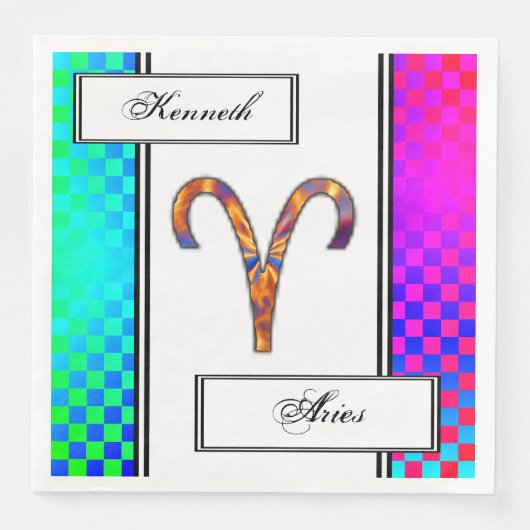Serviette En Papier Symbole Zodiac Aries Élément par Kenneth Yoncich (Devant)