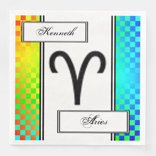 Serviette En Papier Symbole Zodiac Aries Standard par Kenneth Yoncich (Devant)