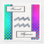 Serviette En Papier Symbole Zodiaque Aquarius Élément par Kenneth Yonc (Devant)