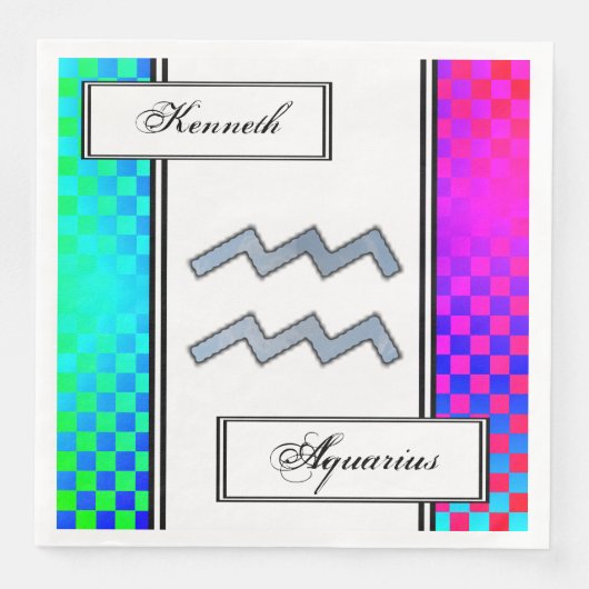 Serviette En Papier Symbole Zodiaque Aquarius Élément par Kenneth Yonc (Devant)
