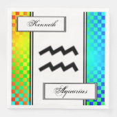Serviette En Papier Symbole Zodiaque Aquarius Standard par Kenneth Yon (Devant)