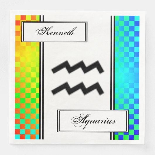 Serviette En Papier Symbole Zodiaque Aquarius Standard par Kenneth Yon (Devant)