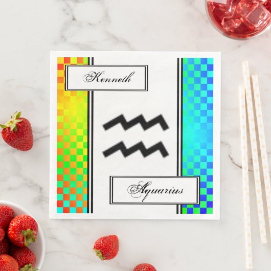 Serviette En Papier Symbole Zodiaque Aquarius Standard par Kenneth Yon (En situation)