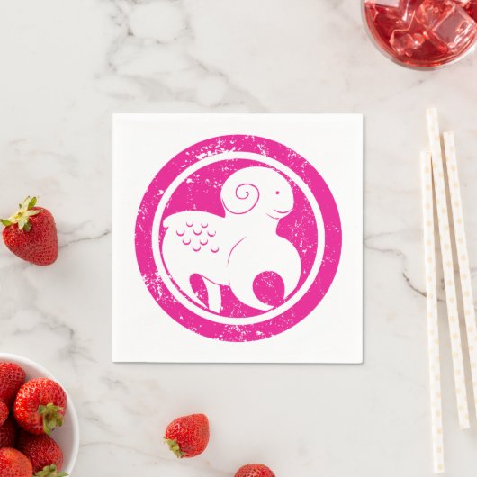 Serviette En Papier SYMBOLE Zodiaque Aries Grunge Ram Rose Astrologie (En situation)
