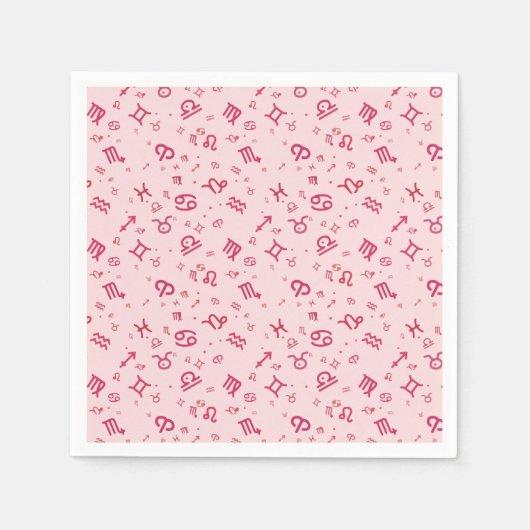 Serviette En Papier SYMBOLE Zodiaque Astrologie Rose (Devant)