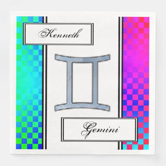 Serviette En Papier Symbole Zodiaque Gemini Élément par Kenneth Yoncic (Devant)