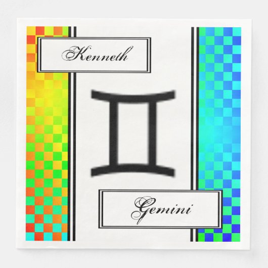 Serviette En Papier Symbole Zodiaque Gemini Standard par Kenneth Yonci (Devant)