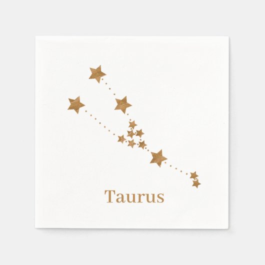 Serviette En Papier SYMBOLE Zodiaque Moderne Taurus Or | Élément Terre (Devant)