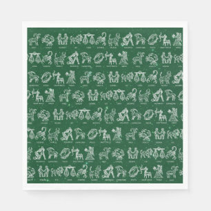 Serviette En Papier Symbole zodiaque Napkin (vert)