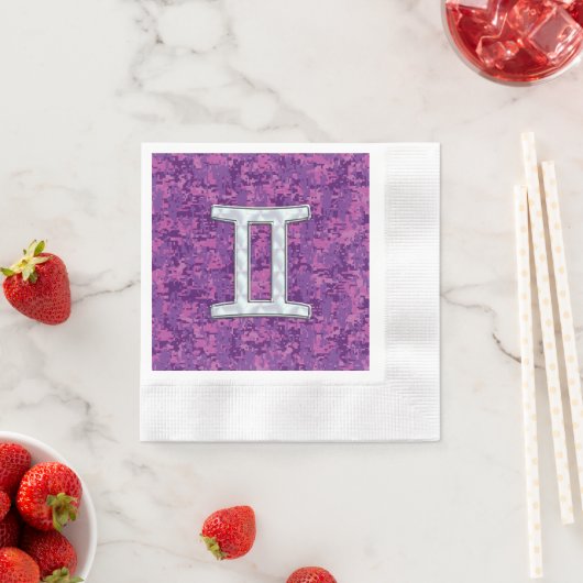 Serviette En Papier SYMBOLE Zodiaque Pearl Gemini sur Camouflage numér (En situation)