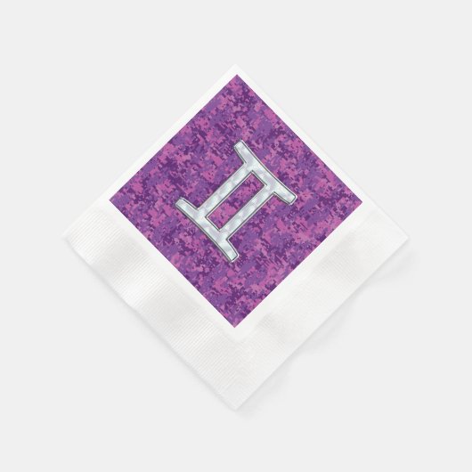 Serviette En Papier SYMBOLE Zodiaque Pearl Gemini sur Camouflage numér (Coin)