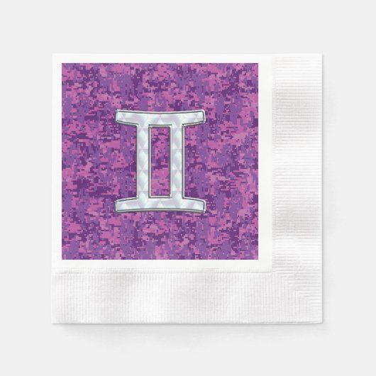 Serviette En Papier SYMBOLE Zodiaque Pearl Gemini sur Camouflage numér (Devant)