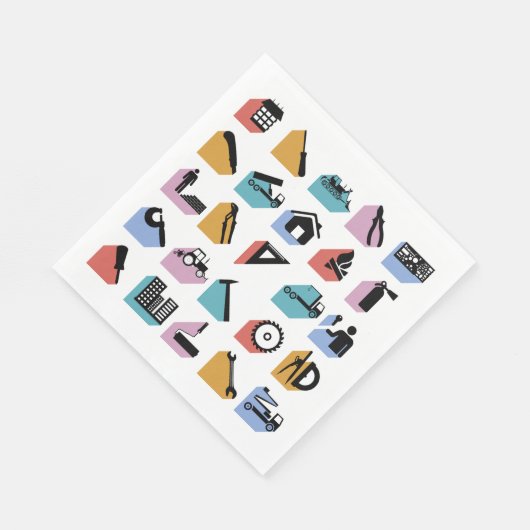 Serviette En Papier Symboles de construction (Coin)