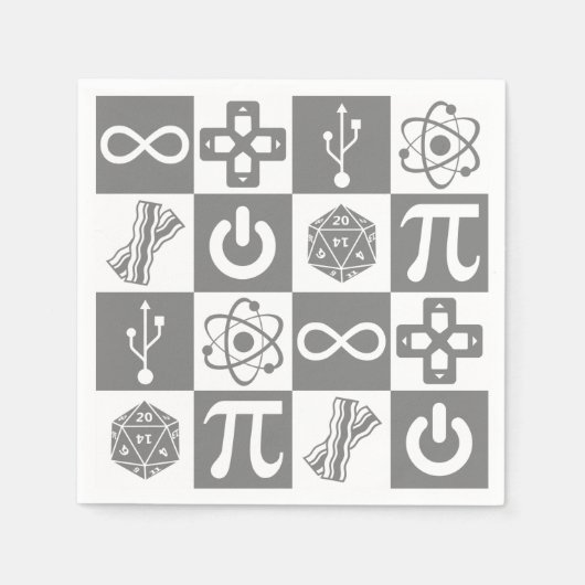 Serviette En Papier Symboles de geeks (Devant)