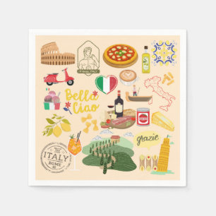 Serviette En Papier Symboles de l'Italie