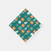 Serviette En Papier Symboles de Noël vert et orange moderne Motif (Coin)