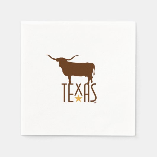 Serviette En Papier Symboles du Texas, Longhorn, brun (Devant)