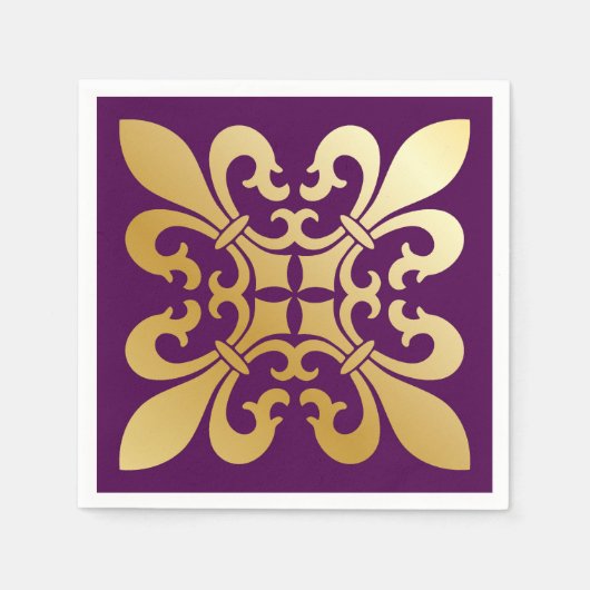 Serviette En Papier Symboles Fleur de Lis violet (Devant)
