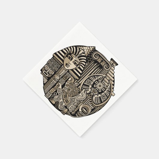 Serviette En Papier Symboles historiques anciens Style de tatouage (Coin)