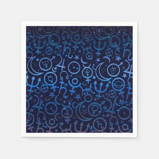 Serviette En Papier Symboles planétaires Bleus Planètes Universelles M (Devant)