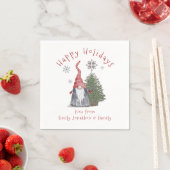 Serviette En Papier Sympa Gnome Arbre de Noël Nom Joyeux Fêtes (En situation)