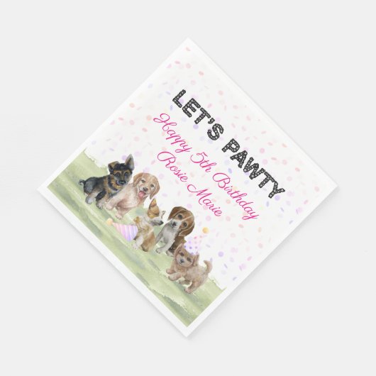 Serviette En Papier Sympa Personnalisé Chien Rosé Rossier Fête d'Anniv (Coin)