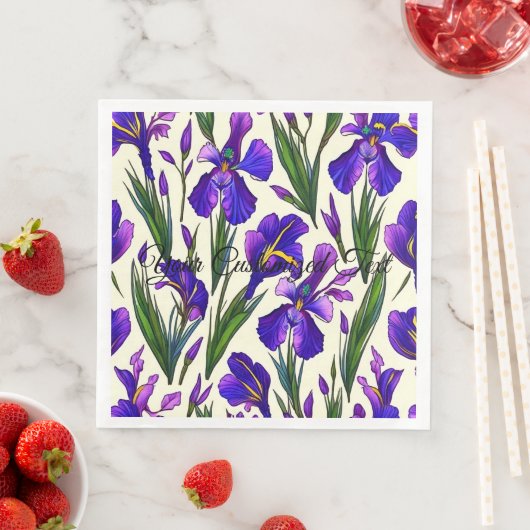 Serviette En Papier Symphonie de jardin : Iris Floral (En situation)