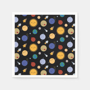 Serviette En Papier Système solaire Kawaii