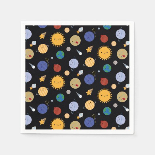 Serviette En Papier Système solaire Kawaii (Devant)