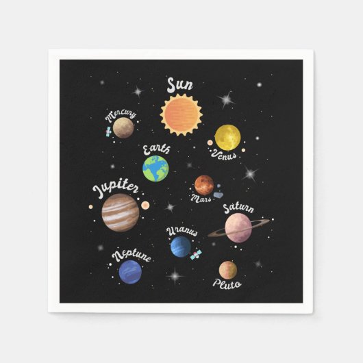 Serviette En Papier Système Solaire Planètes Enfants Connaissances Esp (Devant)