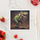 Serviette En Papier T-Rex Dinosaur Rising a Skateboard Anniversaire Pa (En situation)