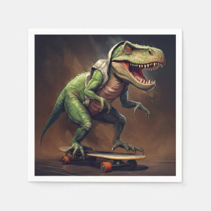 Serviette En Papier T-Rex Dinosaur Rising a Skateboard Anniversaire Pa