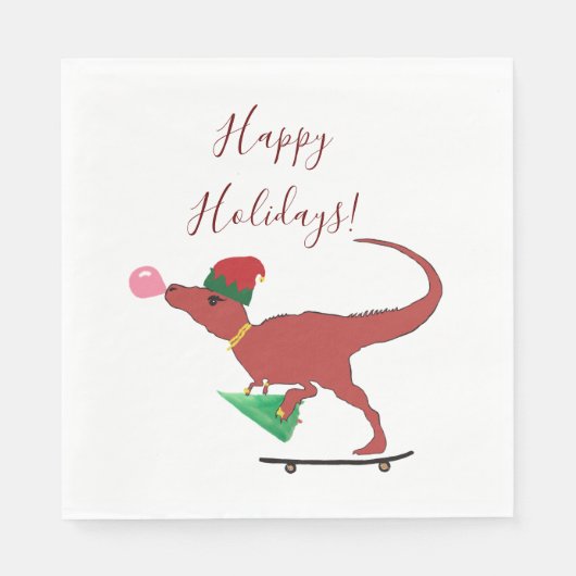 Serviette En Papier T-rex Père Noël (Devant)