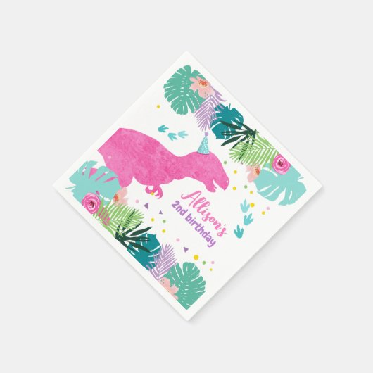 Serviette En Papier T-Rex Pink Dinosaur Girl Dino Anniversaire préhist (Coin)