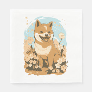 Serviette En Papier T-shirt adorable Shiba Inu Impression avec graphis