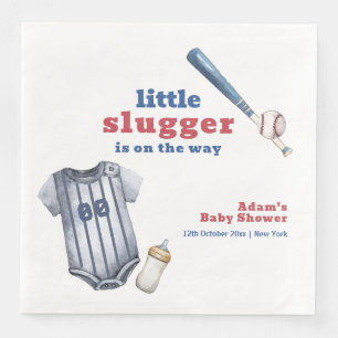 Serviette En Papier T-shirt Bébé Base-ball Little Slugger Baby Shower