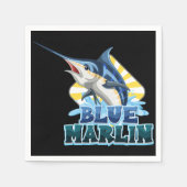 Serviette En Papier t-shirt bleu-marlin-poisson-avec-caractère-carton (Devant)