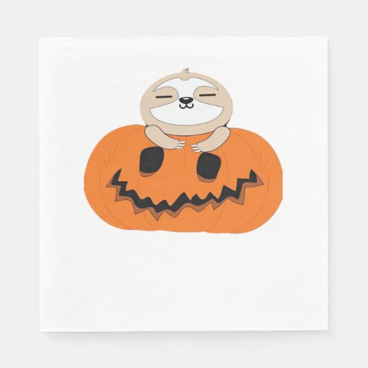 Serviette En Papier T-shirt Citrouille Halloween Sloth Classic (Devant)