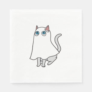 Serviette En Papier T-Shirt classique de chat fantôme_1