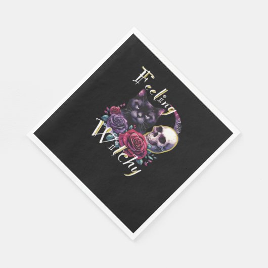 Serviette En Papier T-Shirt classique de chat noir en cuisine (Coin)