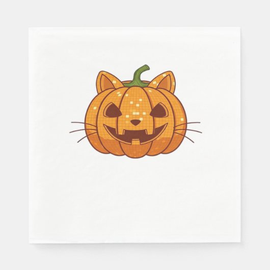 Serviette En Papier T-shirt classique Disco Cat Jack o'Lantern (Devant)
