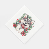Serviette En Papier T-shirt classique Husky Puppy Festive (Coin)
