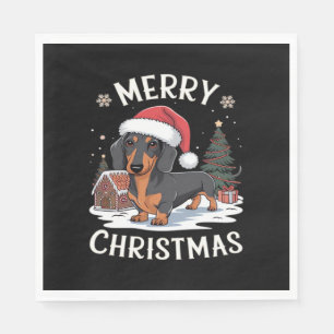 Serviette En Papier T-shirt classique Joyeux Noël teckel