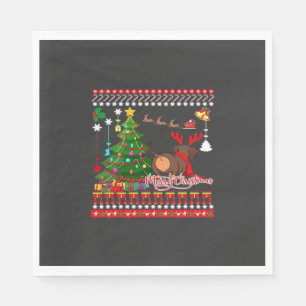 Serviette En Papier T-shirt classique moche de Noël cul de chien Dachs
