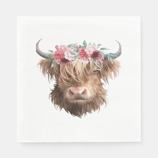 Serviette En Papier T-shirt classique Peinture de vache Highland (Devant)