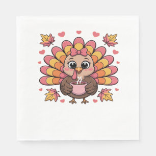 Serviette En Papier t-shirt classique rose kawaii thanksgiving dinde